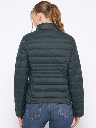 Madame Quilted Bottle Green Puffer Jacket