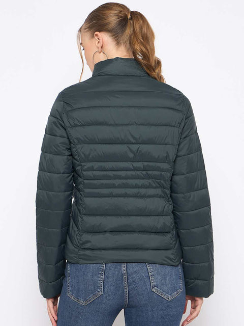 Madame Quilted Bottle Green Puffer Jacket