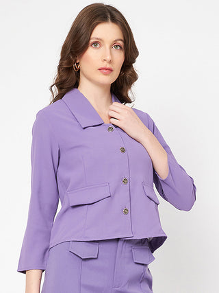 Madame Flat Collar Solid Lilac Blazer