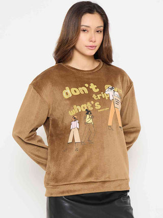 Madame Graphic Print Brown Sweatshirt