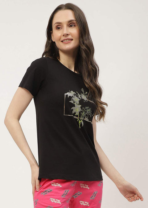 mSECRET Graphic Print Black & White Combo T-shirt