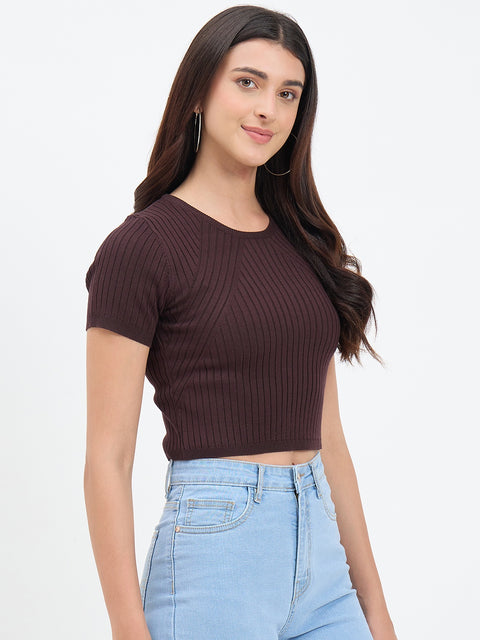 Madame Brown Knitted Crop Top