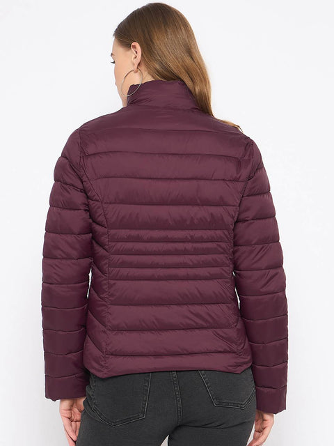 Madame Quilted Wine Puffer Jacket