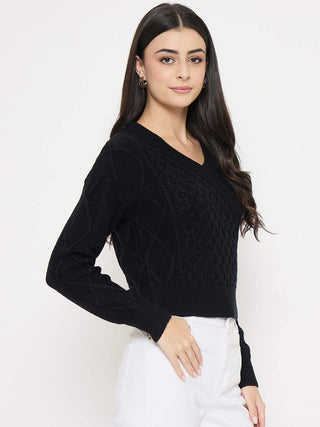 Madame Cable Knit Black Acrylic Sweater