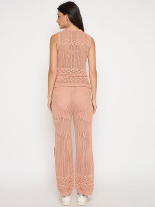 Madame Cotton Top and Bottom Rosewood Pink  Knitted Co-ord Set