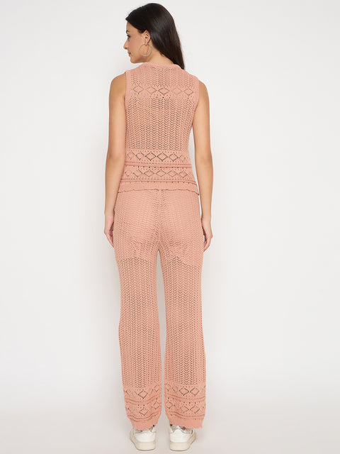 Madame Cotton Top and Bottom Rosewood Pink  Knitted Co-ord Set