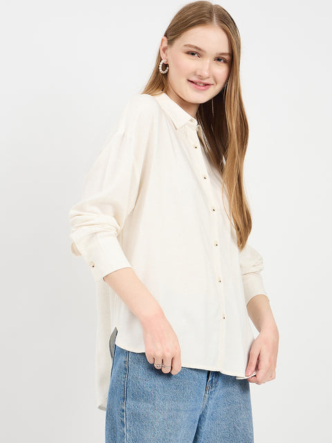 Madame Embroidered Off White Shirt