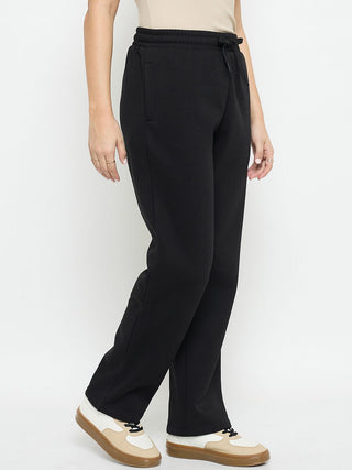 Madame Black Cotton Blend Track Bottoms