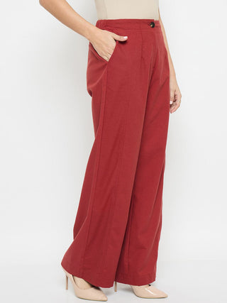 Madame Rosewood Red Wide Leg Trousers