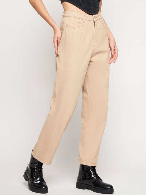 Madame Beige Straight Fit Denim