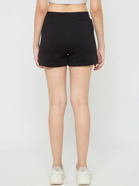 mSECRET Elasticated Hem Black Cotton Blend Shorts