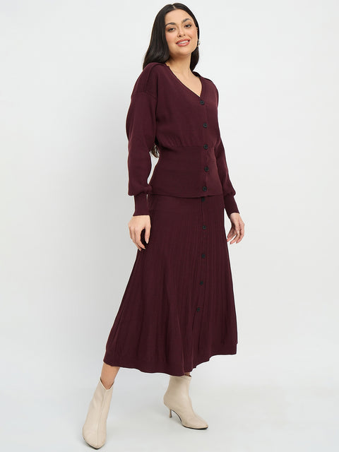 Madame Surplice Neck Top and Flared Skirt Co-ord Set