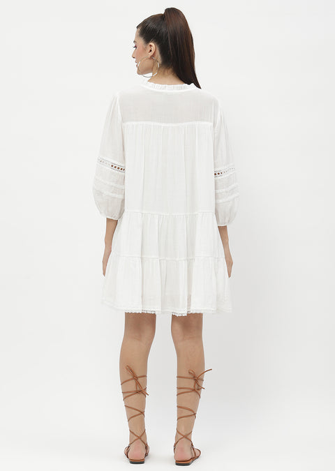 Madame Puff Sleeve Off-White Dress