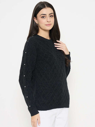 Madame Geometric Print Black Sweater