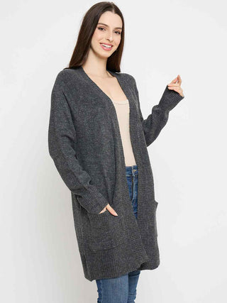 Madame Acrylic Dark Grey Long Open Shrug