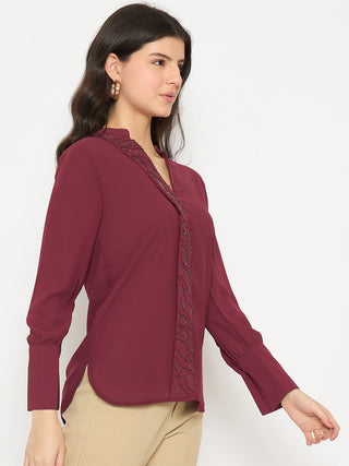 Madame Maroon Solid Shirt
