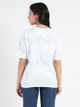 Madame Swarovksi Detailed Tie and Dye Sky Blue T-shirt