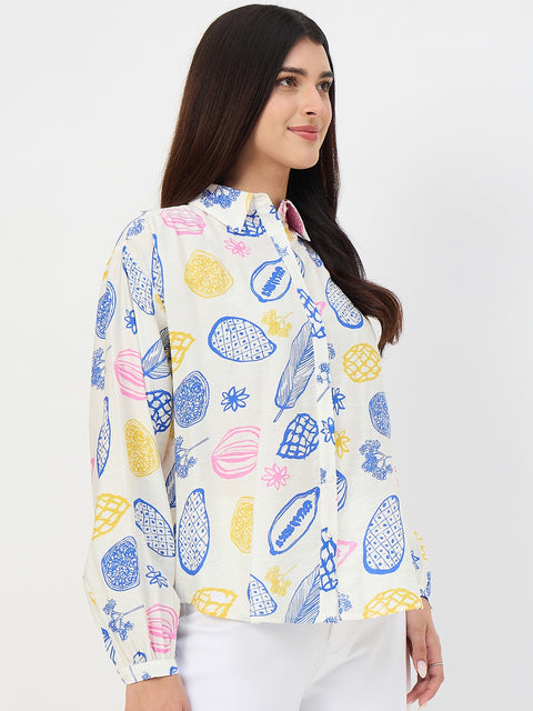 Madame Off-White Printed Viscose-Blend Shirt