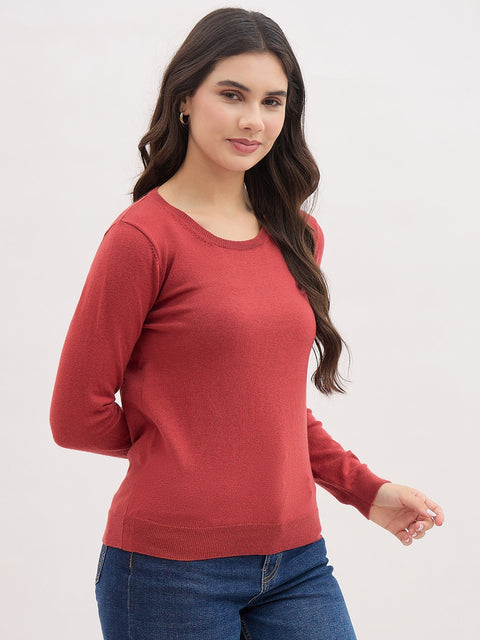 Madame Dark Rust Basic Pullover Sweater