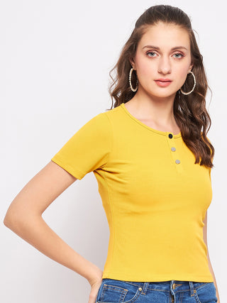 Madame Casual Mustard Cotton Top