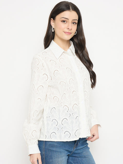 Madame White Cotton Poplin Shirt