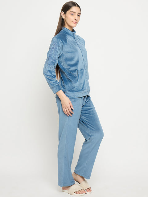 mSECRET Blue Mock Neck Night Suit
