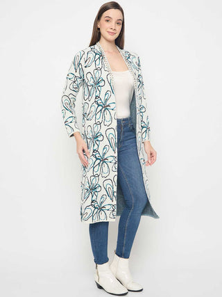 Madame Floral Print Multicolor Open Long Shrug