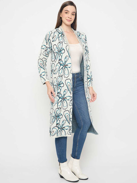 Madame Floral Print Multicolor Open Long Shrug