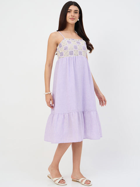 Madame Lilac Crochet Overlay Cami Dress