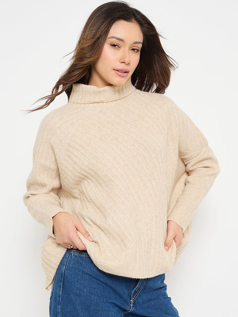 madame Mock Neck Fit and Flare Sweater