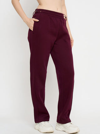 Madame Typography Print Plum Straight Track Bottoms