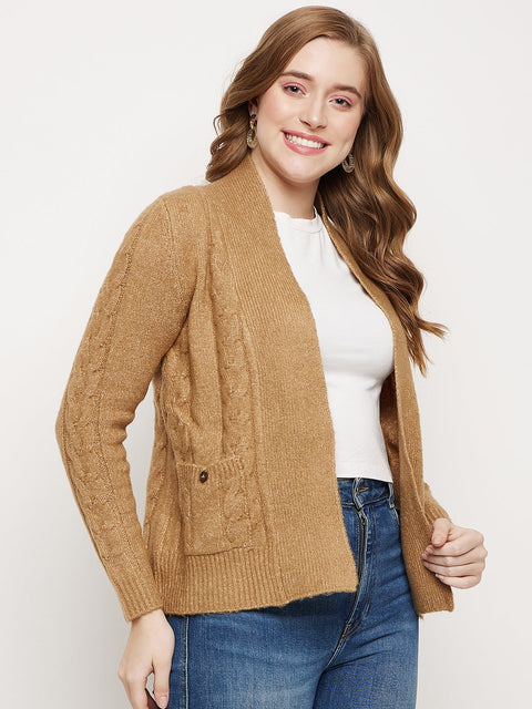 Madame Khaki Cable Knit Shrug