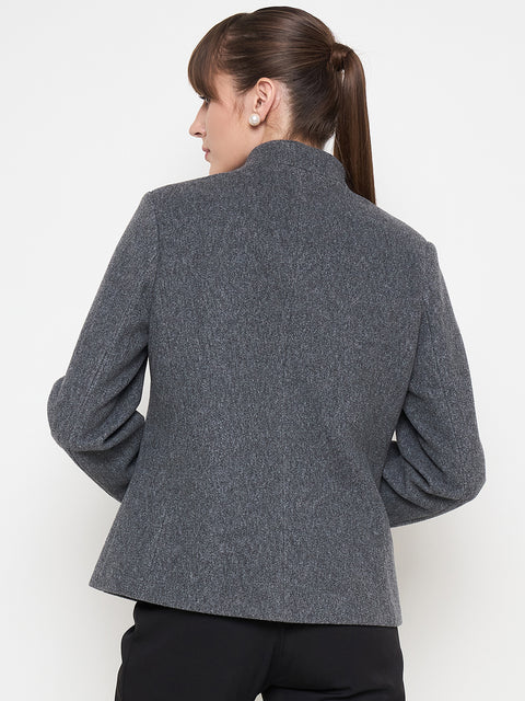 Madame Mélange Button Detailed Anthra Short Coat