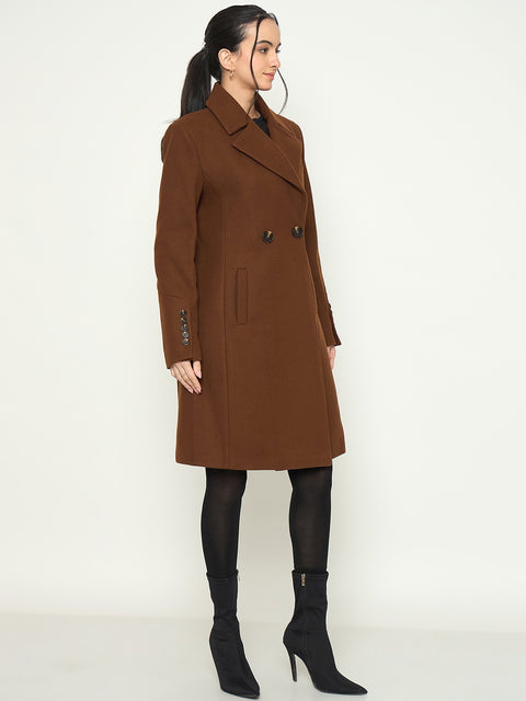 Madame Tan Brown Lapel Collar Long Coat