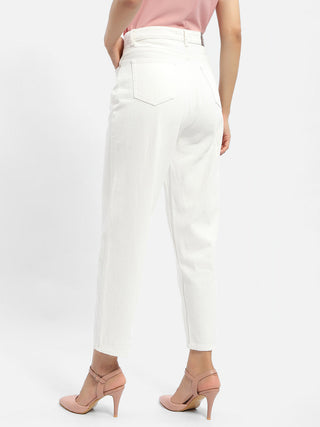 Madame Solid White Mom Fit Jeans