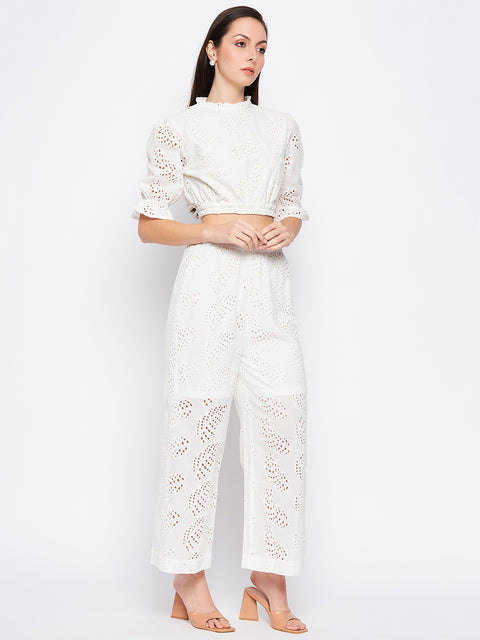 Madame White Self Design Co-Ord Set
