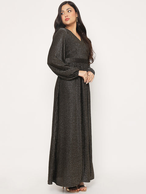 Madame Fit and Flare Golden Maxi Dress