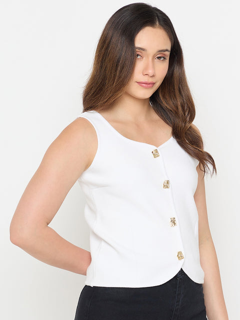 Madame Viscose Blend Off White Knit Top