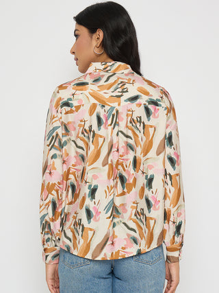 Madame Abstract Print Rust Red Rayon Blend Shirt
