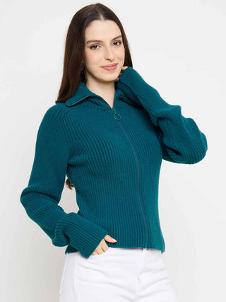 Madame Zip Up Teal Sweater