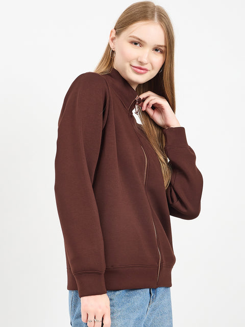 Madame Solid Dark Brown Sweat-Shirt