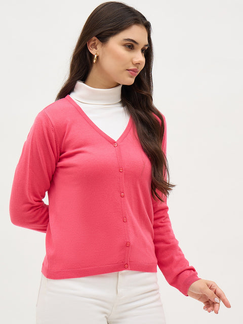 Madame V Neck Coral Cardigan