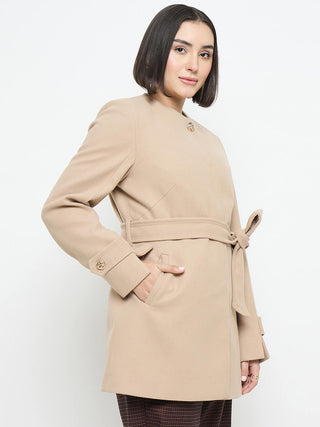 Madame Beige Belted Long Coat