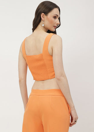 Madame Square Neck Orange Corset Top