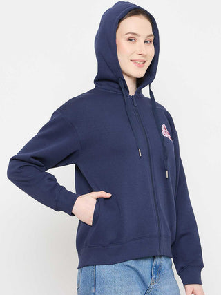 Madame Hooded Blue Sweatshirt with Zipper