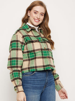 Madame Green Plaid Crop Shacket