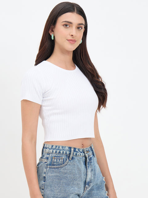 Madame Off White Knitted Crop Top