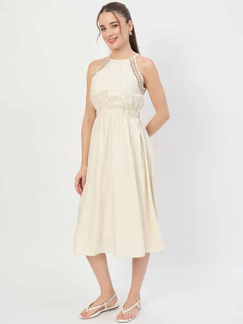 Madame Ivory Viscose Embroidery Trim Cami Midi Dress