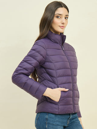 Madame Quilted Purple Puffer Jacket