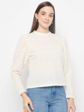 Madame Lace and Textured Off White Top